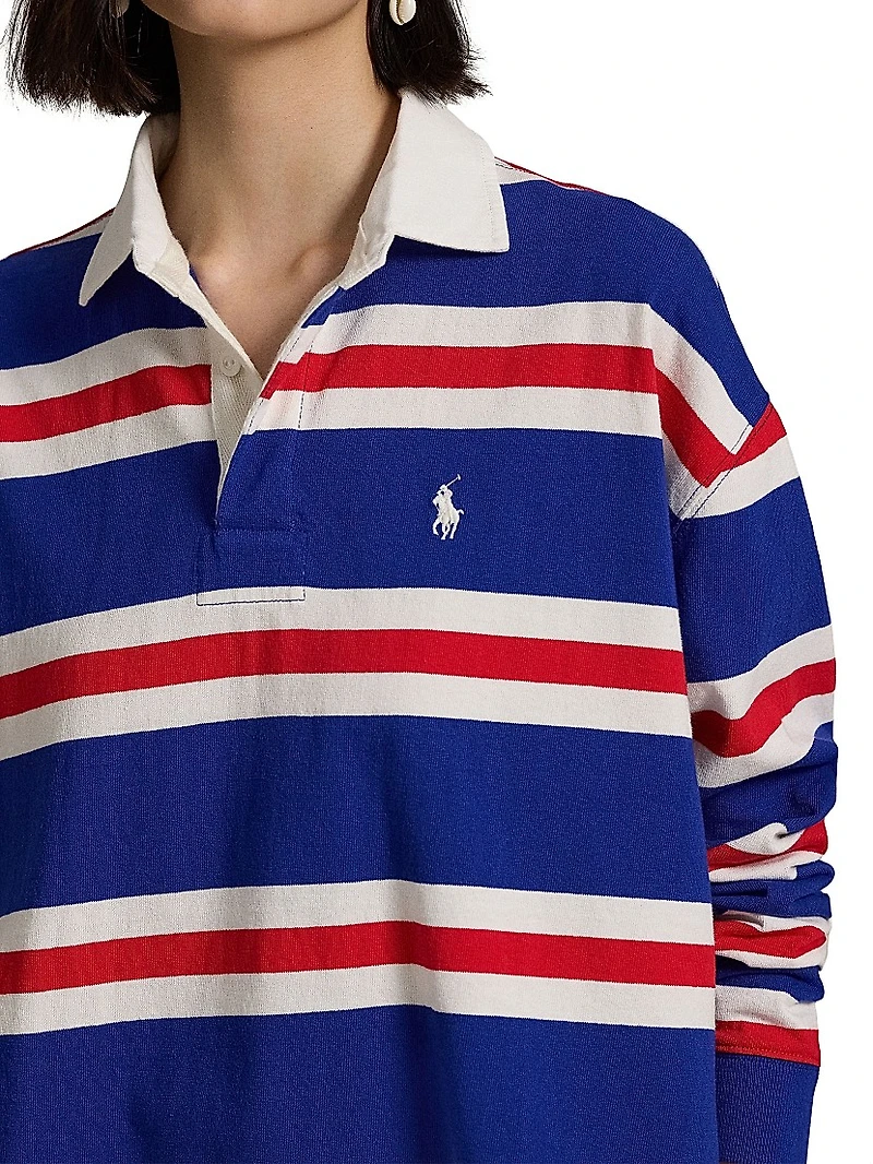 Striped Jersey Cropped Rugby Shirt