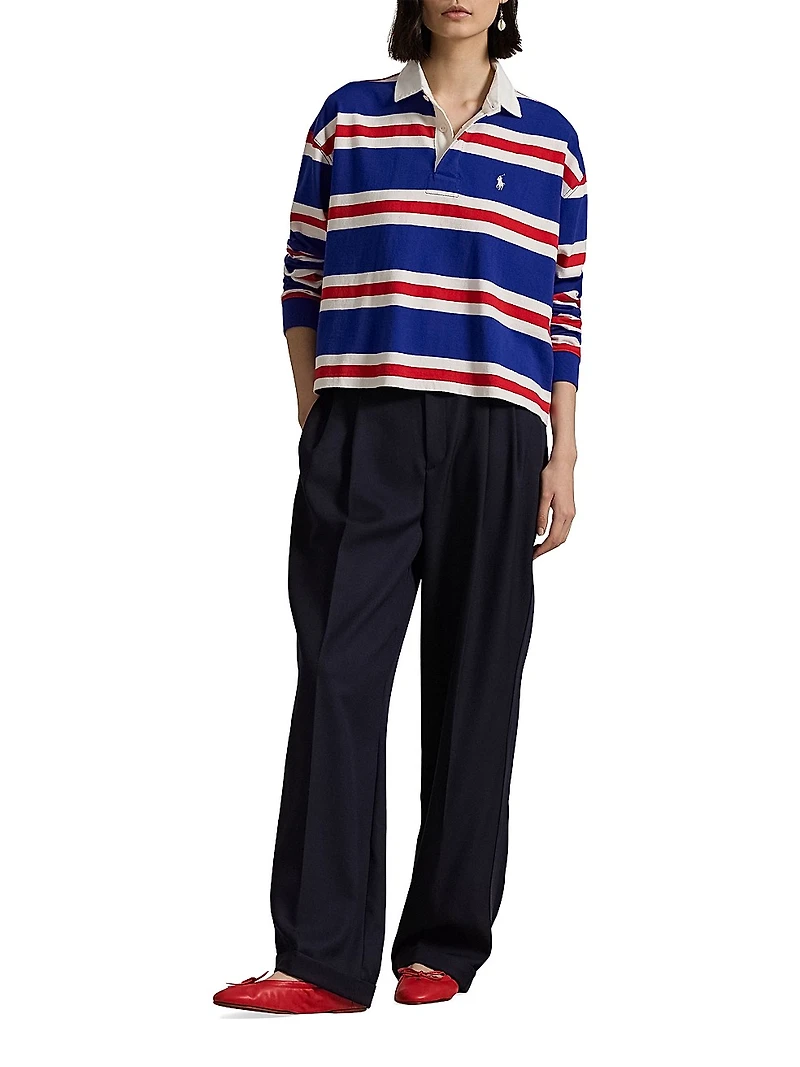 Striped Jersey Cropped Rugby Shirt