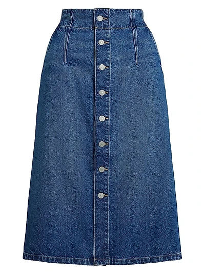 Denim A-Line Midi-Skirt
