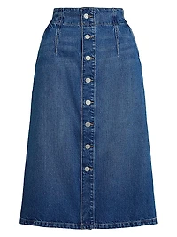 Denim A-Line Midi-Skirt