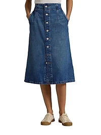 Denim A-Line Midi-Skirt