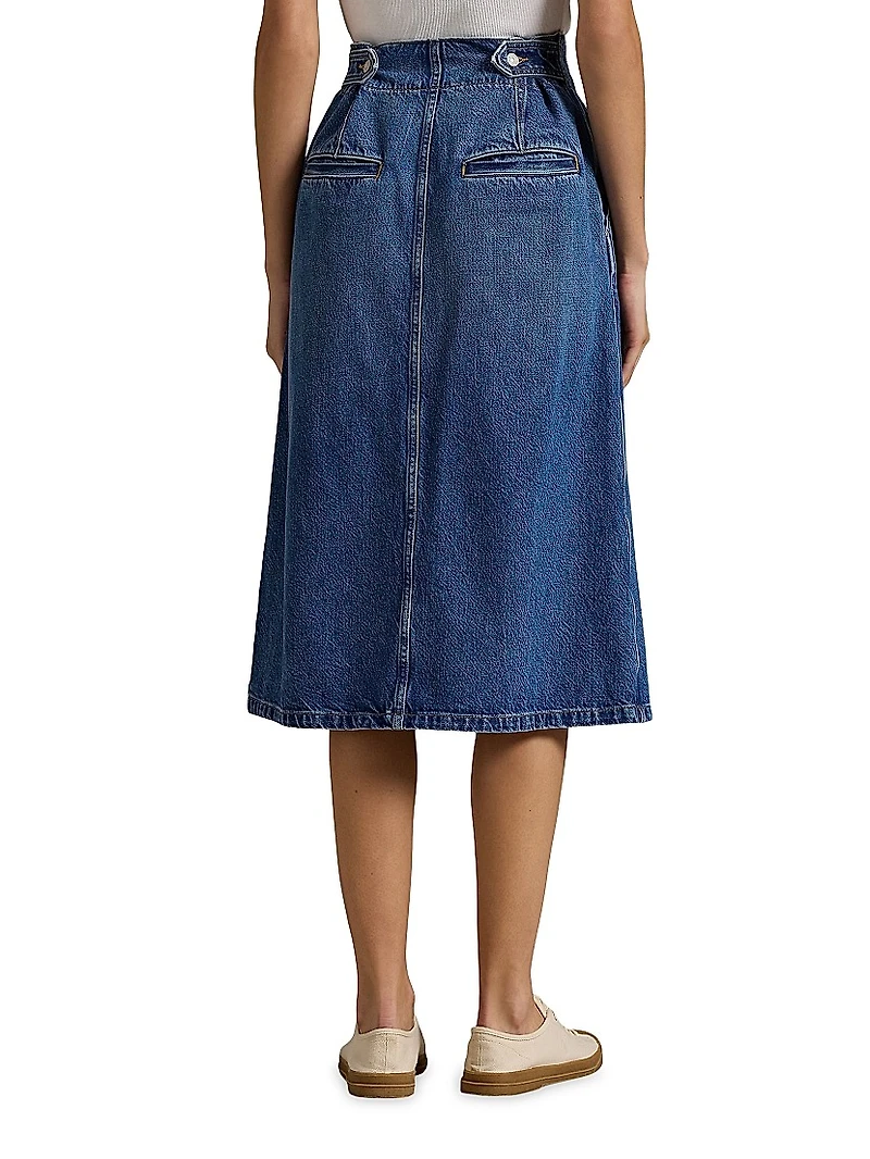 Denim A-Line Midi-Skirt
