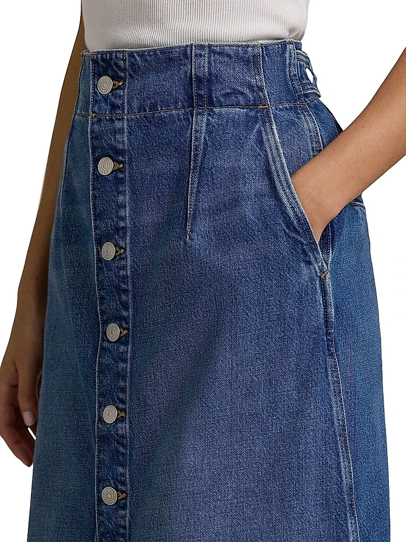Denim A-Line Midi-Skirt