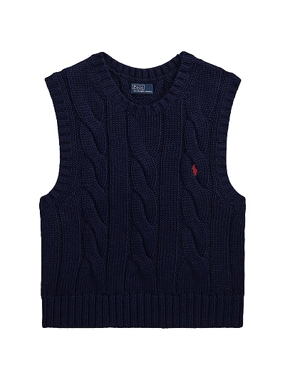 Cable-Knit Cotton Crop Vest