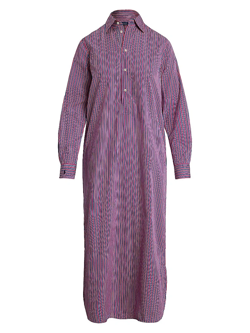 Striped Cotton Maxi Shirtdress