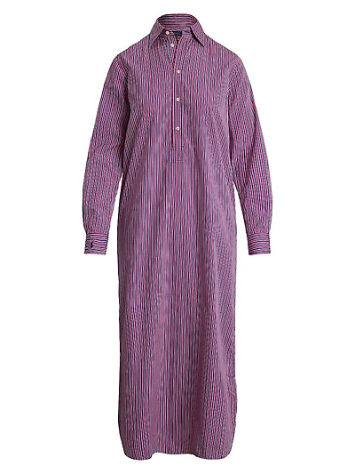 Striped Cotton Maxi Shirtdress
