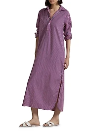 Striped Cotton Maxi Shirtdress