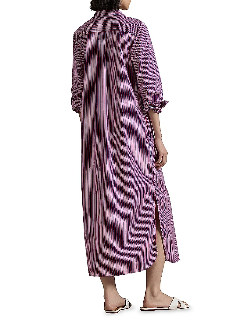 Striped Cotton Maxi Shirtdress