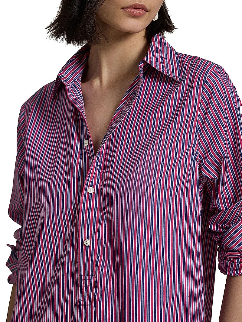 Striped Cotton Maxi Shirtdress