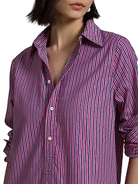 Striped Cotton Maxi Shirtdress