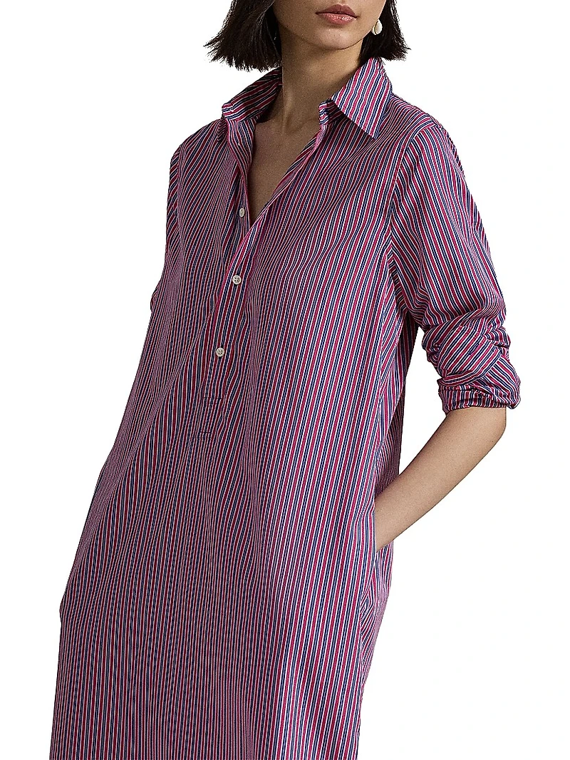 Striped Cotton Maxi Shirtdress