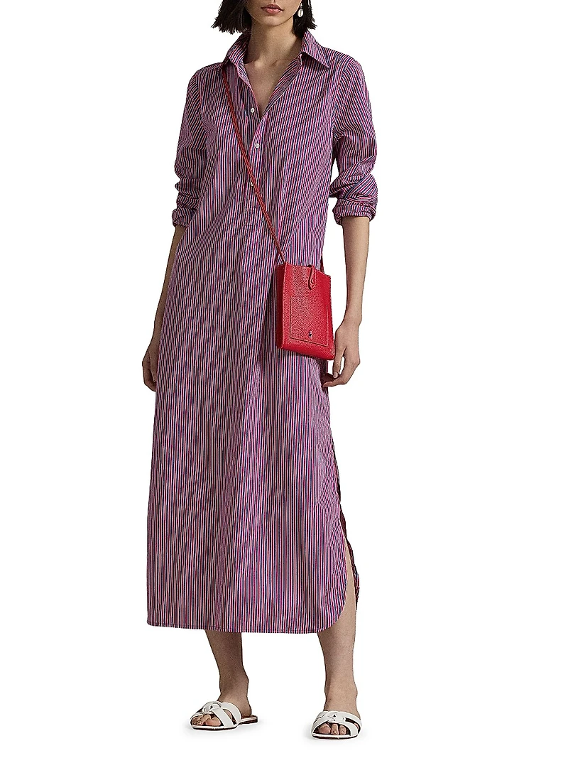 Striped Cotton Maxi Shirtdress
