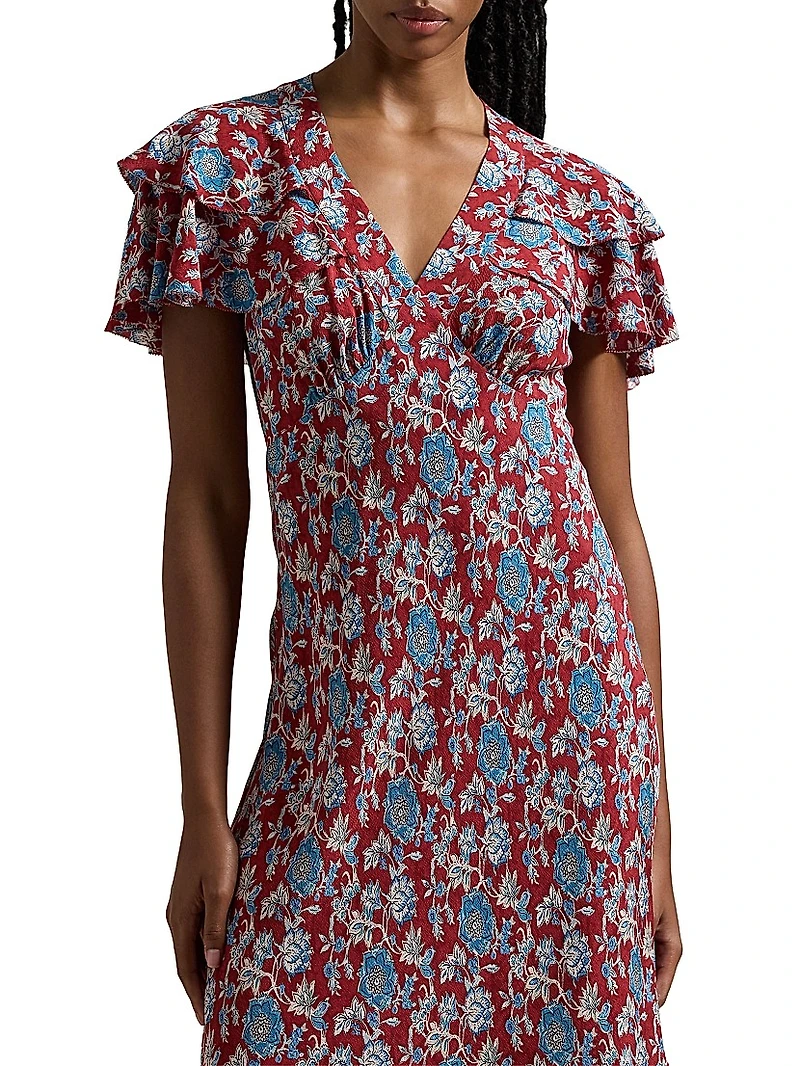 Floral Silk Midi-Dress