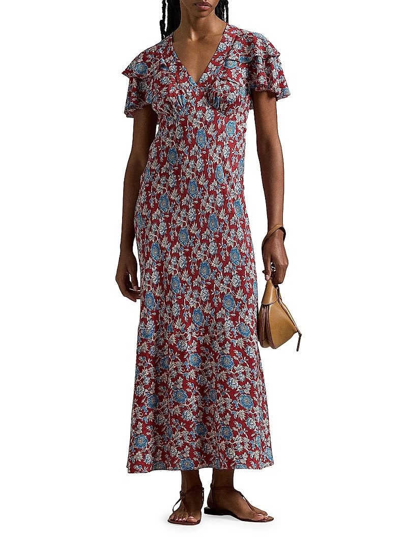 Floral Silk Midi-Dress