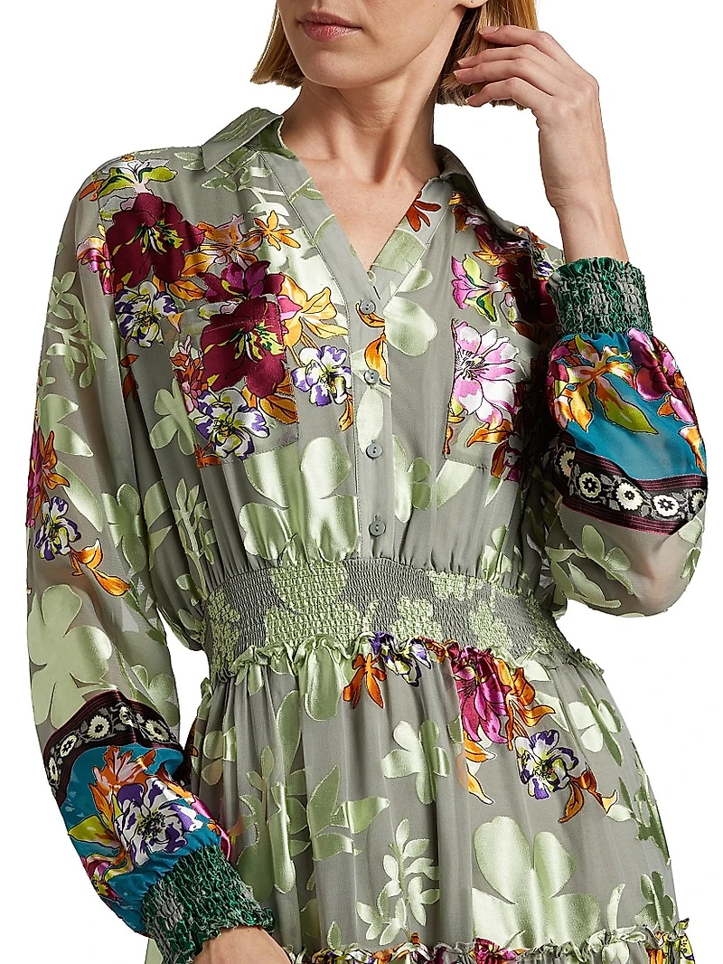 Geneva Floral Tiered Shirtdress