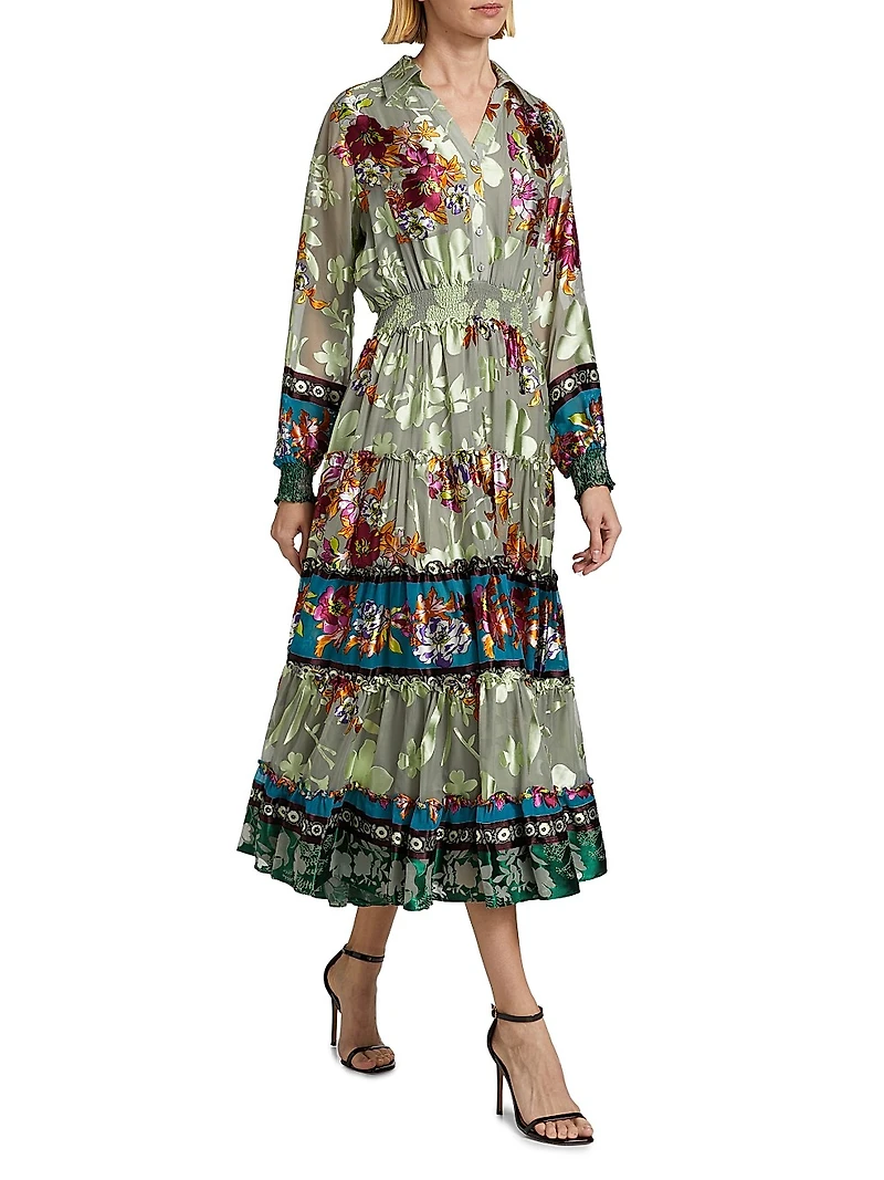 Geneva Floral Tiered Shirtdress