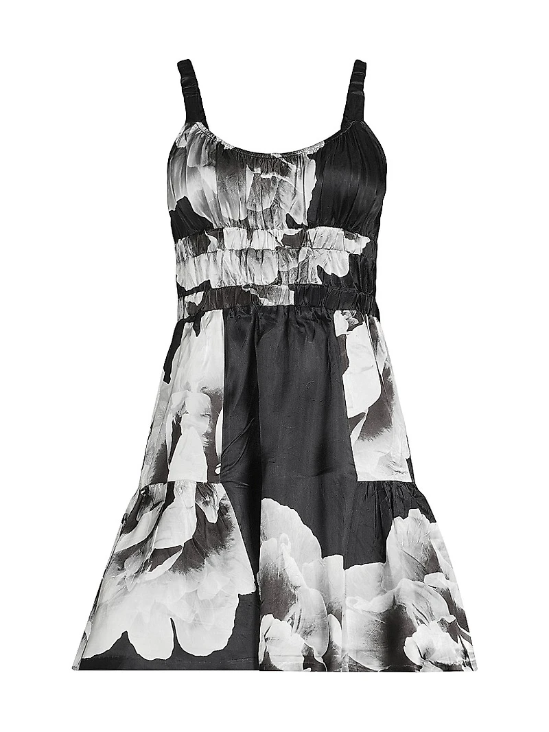 Floral Scoopneck Sleeveless Fit & Flare Minidress