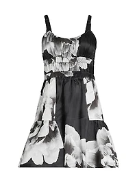 Floral Scoopneck Sleeveless Fit & Flare Minidress