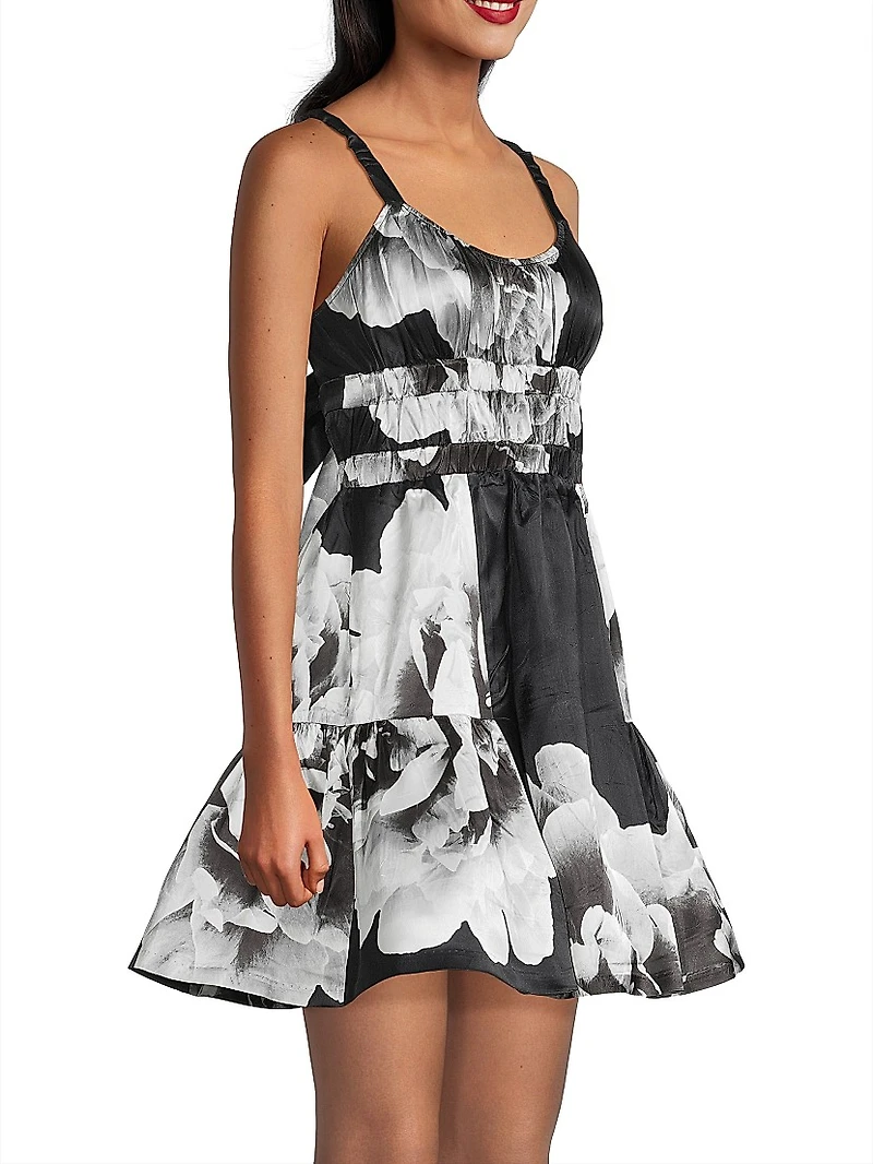 Floral Scoopneck Sleeveless Fit & Flare Minidress