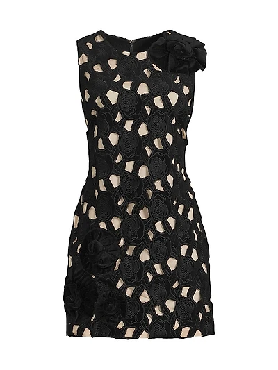Floral Cut-Out Cotton Shift Minidress