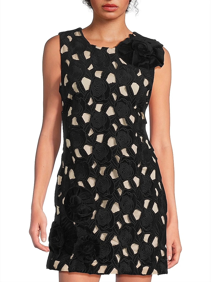 Floral Cut-Out Cotton Shift Minidress