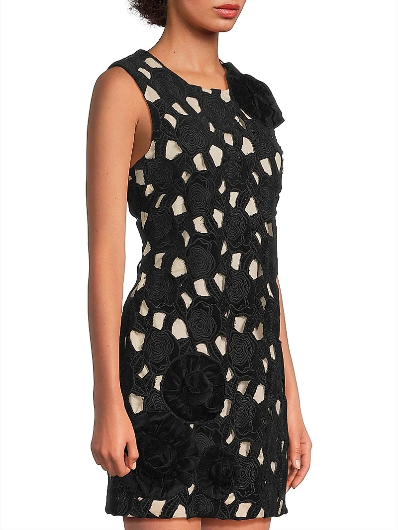 Floral Cut-Out Cotton Shift Minidress