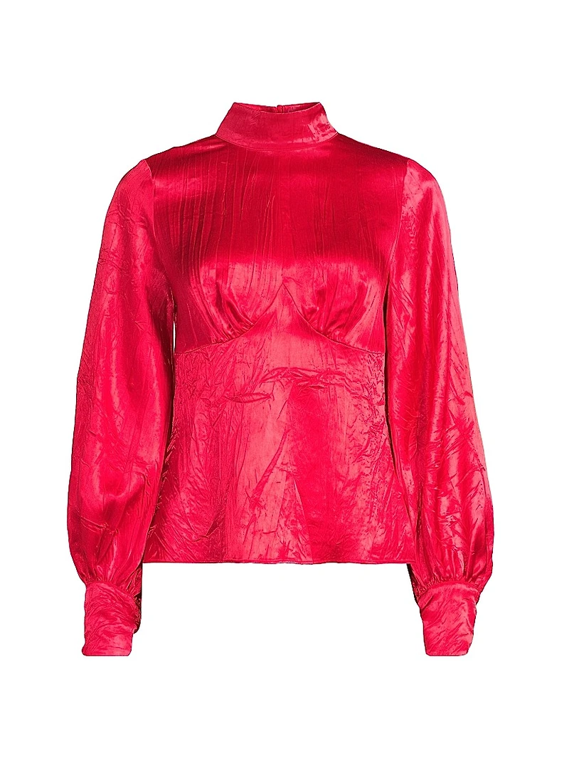Satin Turtleneck Blouse