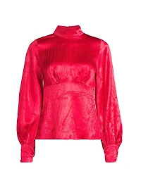Satin Turtleneck Blouse