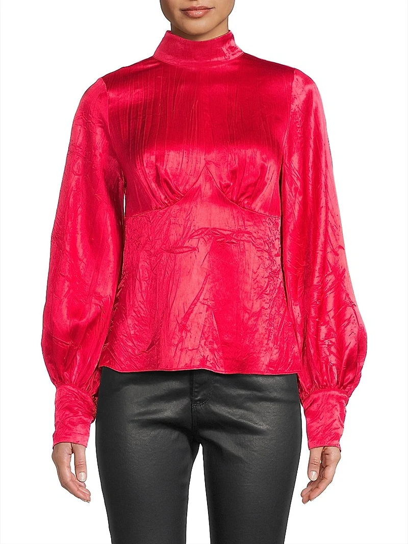 Satin Turtleneck Blouse