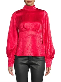 Satin Turtleneck Blouse