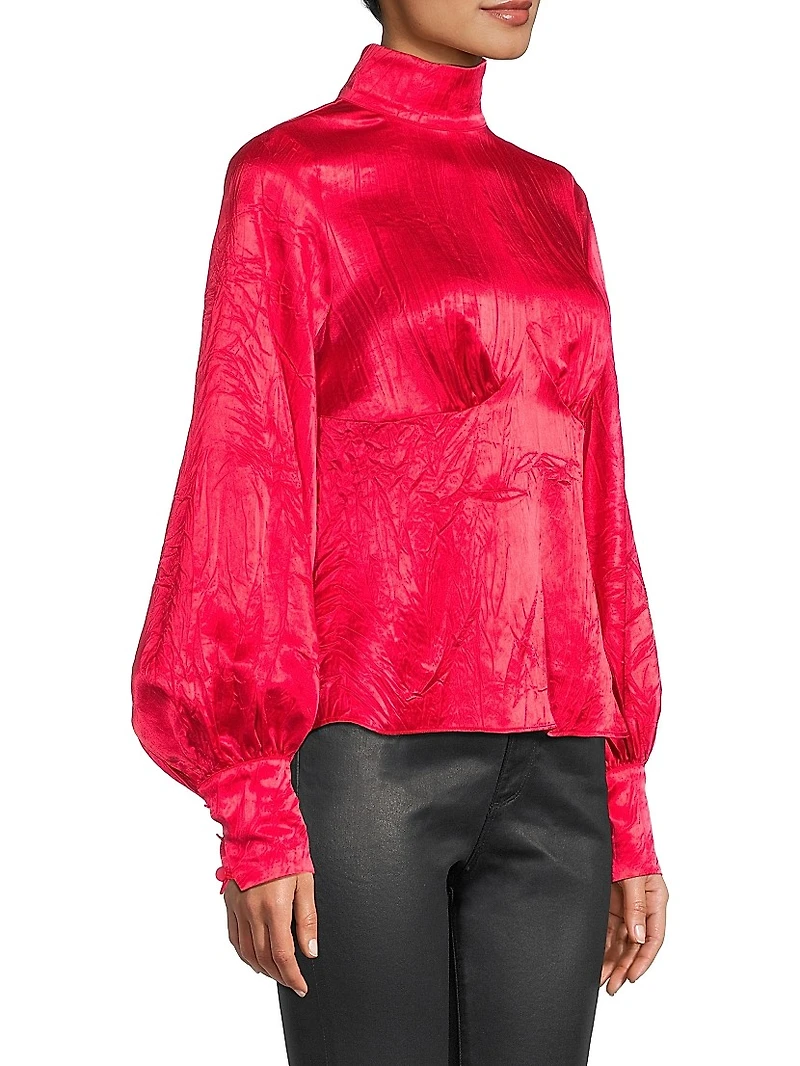 Satin Turtleneck Blouse