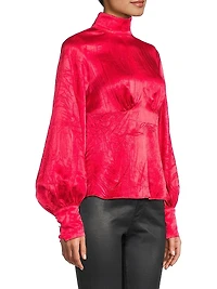 Satin Turtleneck Blouse