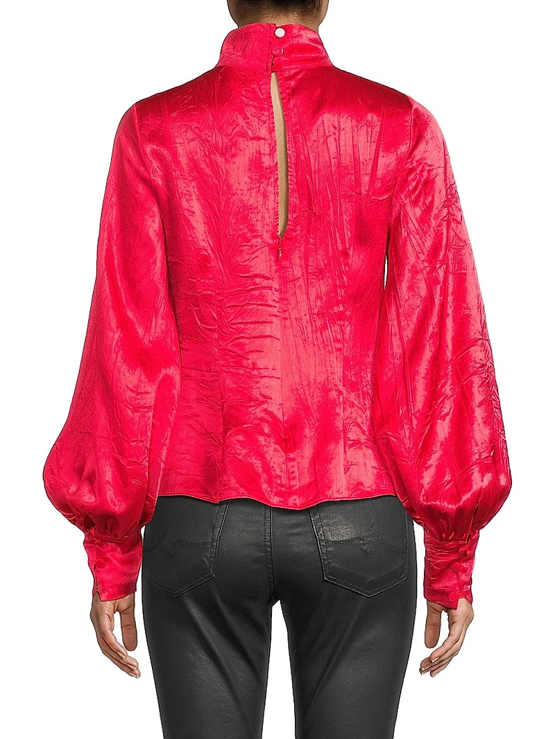 Satin Turtleneck Blouse
