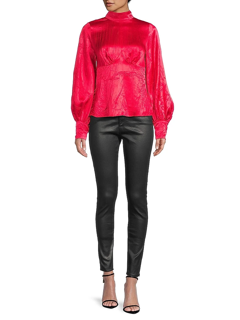 Satin Turtleneck Blouse