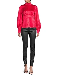 Satin Turtleneck Blouse