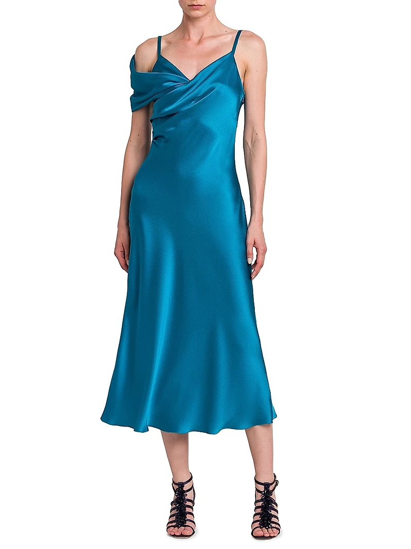 Satin One-Shoulder Gown