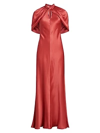 Satin Cape A-Line Gown