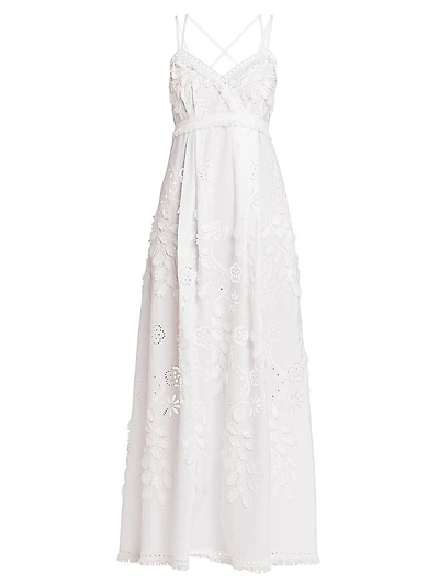 Embellished Broderie Anglaise Sleeveless Maxi Dress