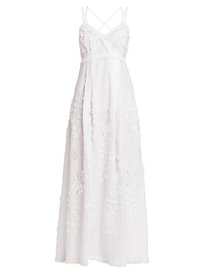 Embellished Broderie Anglaise Sleeveless Maxi Dress