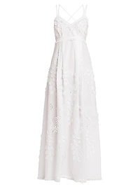 Embellished Broderie Anglaise Sleeveless Maxi Dress