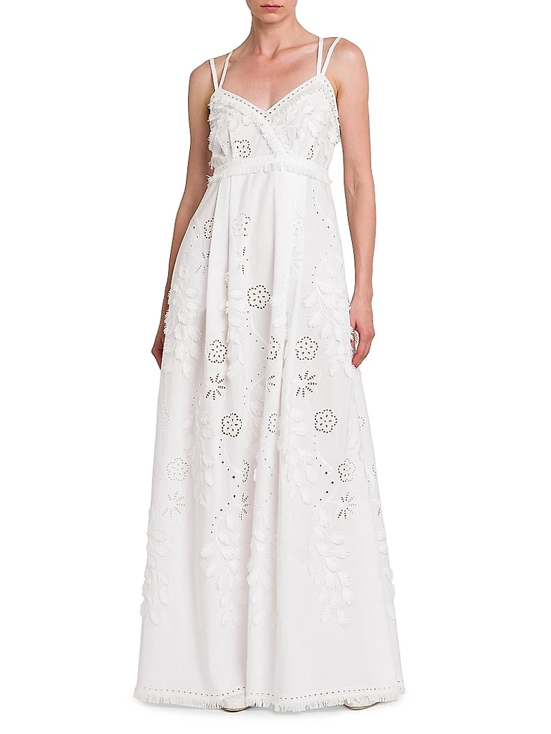 Embellished Broderie Anglaise Sleeveless Maxi Dress