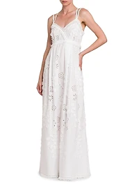 Embellished Broderie Anglaise Sleeveless Maxi Dress