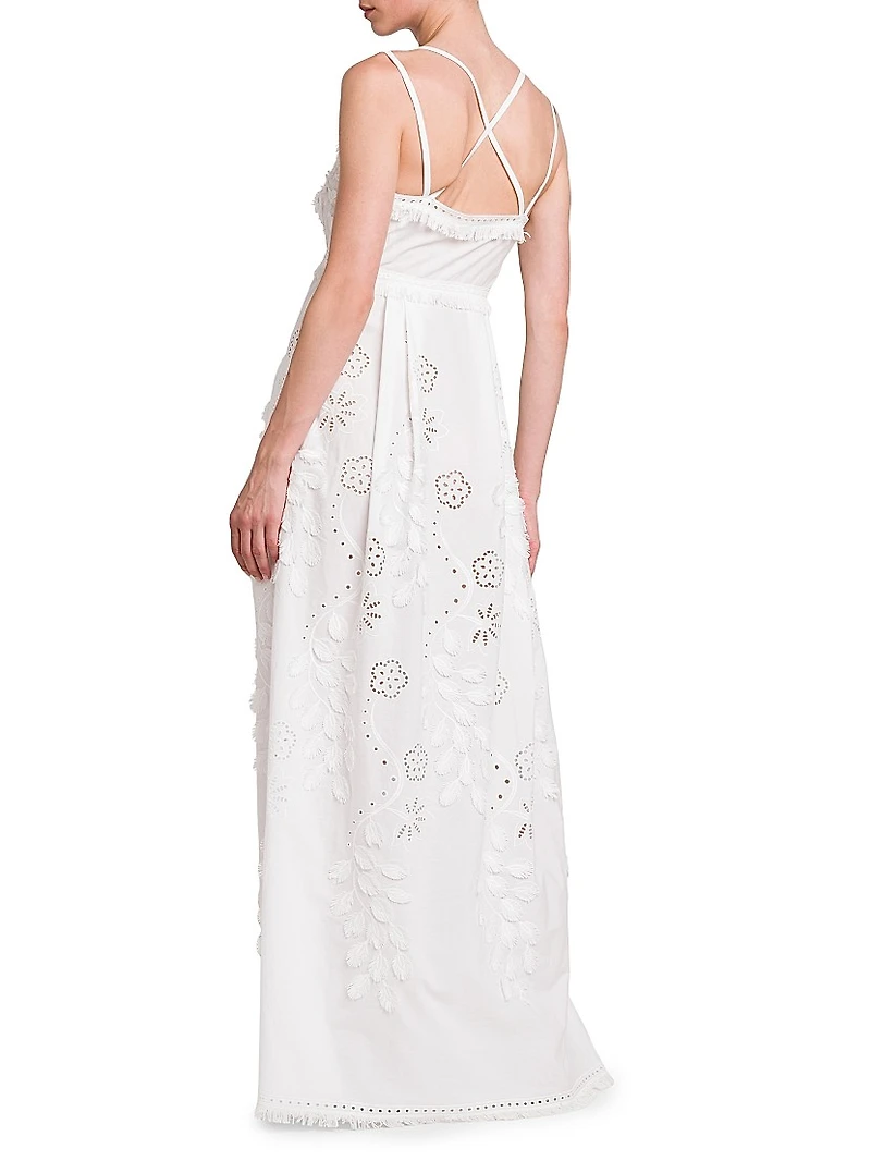 Embellished Broderie Anglaise Sleeveless Maxi Dress