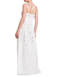Embellished Broderie Anglaise Sleeveless Maxi Dress