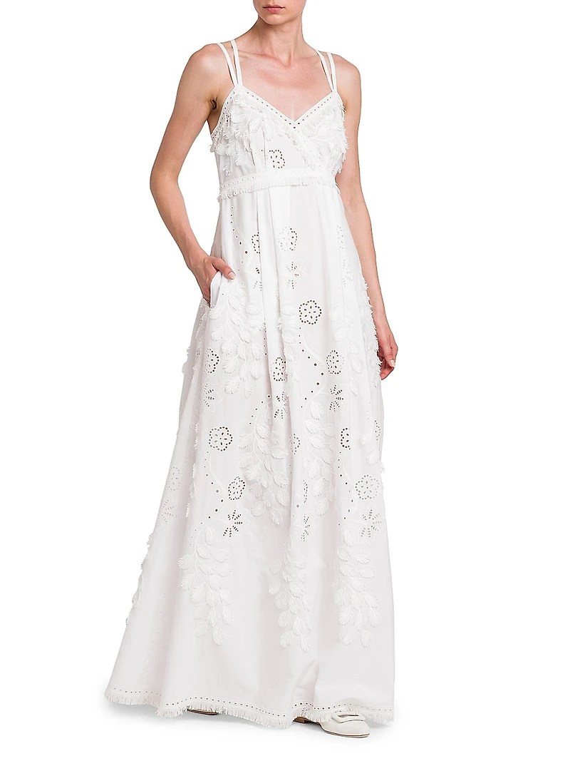 Embellished Broderie Anglaise Sleeveless Maxi Dress
