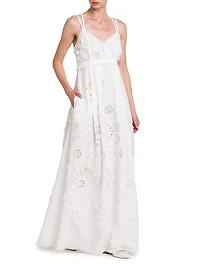Embellished Broderie Anglaise Sleeveless Maxi Dress