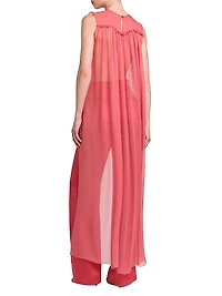 Ruffled Chiffon Cape-Back Blouse