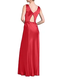 Satin Cut-Out Cowlneck Gown