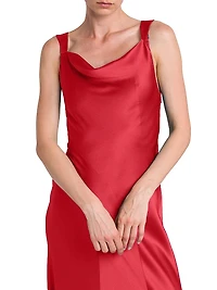 Satin Cut-Out Cowlneck Gown
