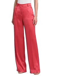 Satin High-Rise Straight-Leg Pants